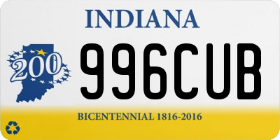 IN license plate 996CUB