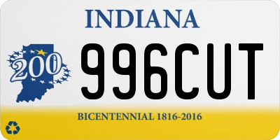 IN license plate 996CUT