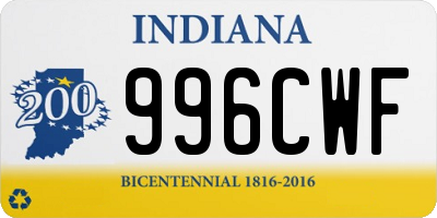 IN license plate 996CWF