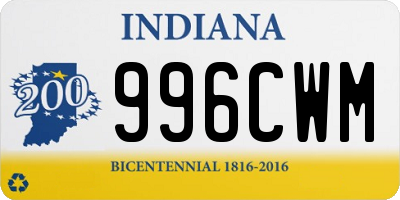 IN license plate 996CWM