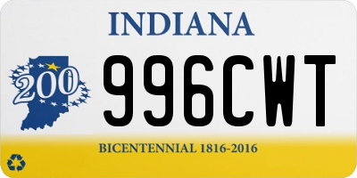 IN license plate 996CWT