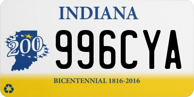 IN license plate 996CYA
