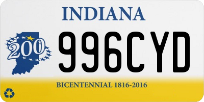 IN license plate 996CYD