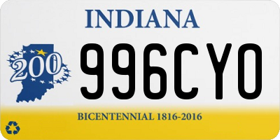 IN license plate 996CYO