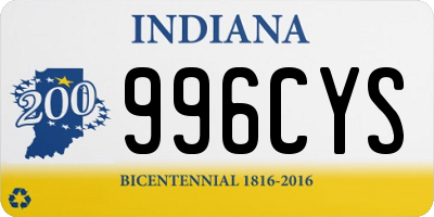 IN license plate 996CYS