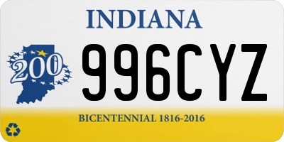 IN license plate 996CYZ