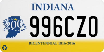 IN license plate 996CZO