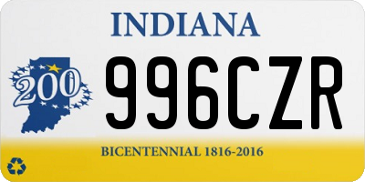 IN license plate 996CZR