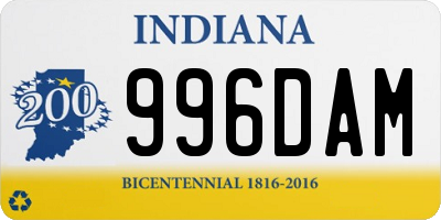 IN license plate 996DAM