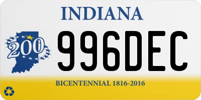 IN license plate 996DEC