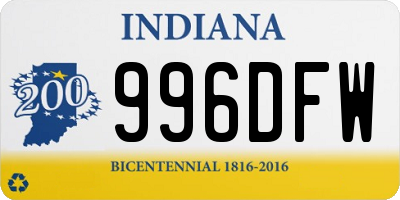 IN license plate 996DFW