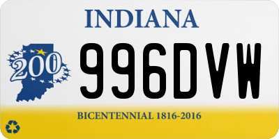 IN license plate 996DVW