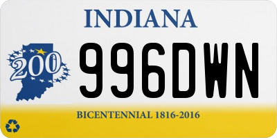 IN license plate 996DWN