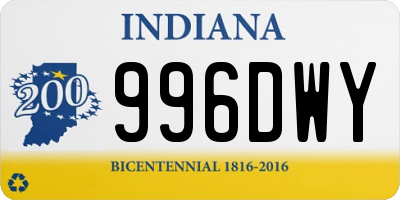 IN license plate 996DWY