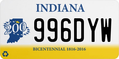 IN license plate 996DYW