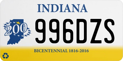 IN license plate 996DZS