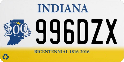 IN license plate 996DZX