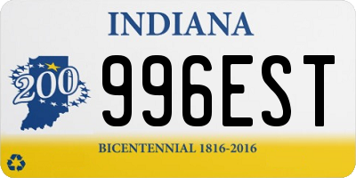 IN license plate 996EST