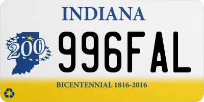 IN license plate 996FAL