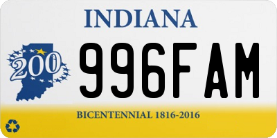 IN license plate 996FAM