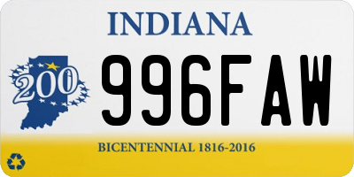 IN license plate 996FAW