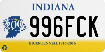 IN license plate 996FCK