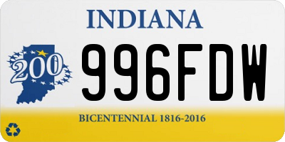 IN license plate 996FDW