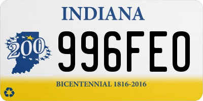 IN license plate 996FEO