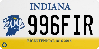 IN license plate 996FIR