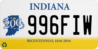 IN license plate 996FIW