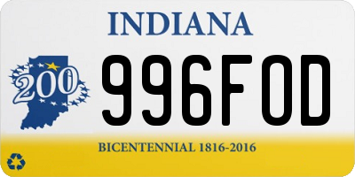 IN license plate 996FOD