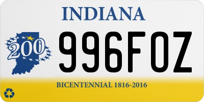 IN license plate 996FOZ