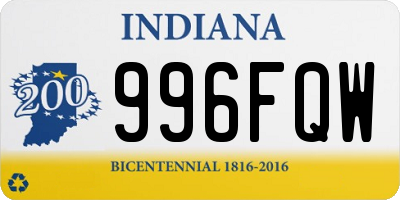 IN license plate 996FQW