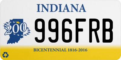 IN license plate 996FRB