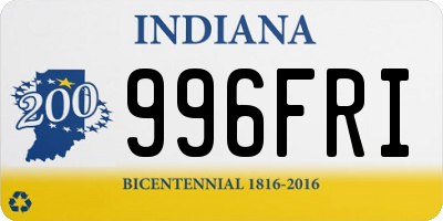 IN license plate 996FRI