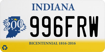 IN license plate 996FRW