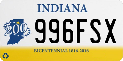 IN license plate 996FSX