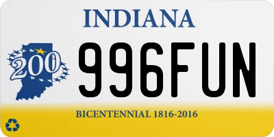 IN license plate 996FUN