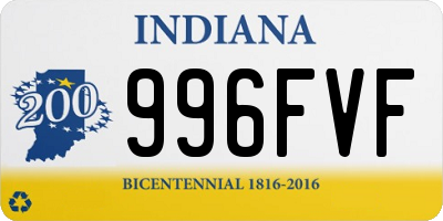 IN license plate 996FVF