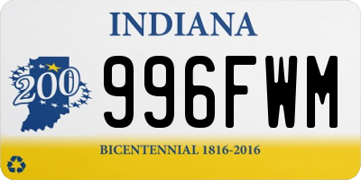 IN license plate 996FWM