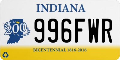 IN license plate 996FWR