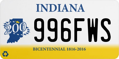 IN license plate 996FWS