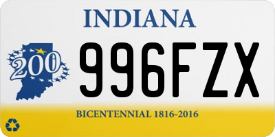 IN license plate 996FZX