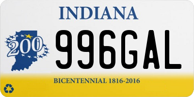 IN license plate 996GAL