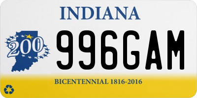 IN license plate 996GAM