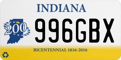 IN license plate 996GBX