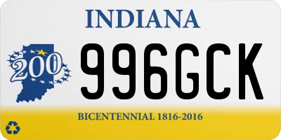 IN license plate 996GCK