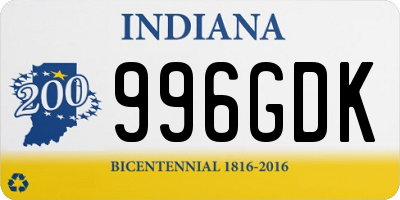 IN license plate 996GDK