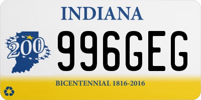 IN license plate 996GEG