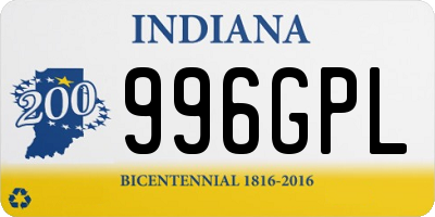 IN license plate 996GPL